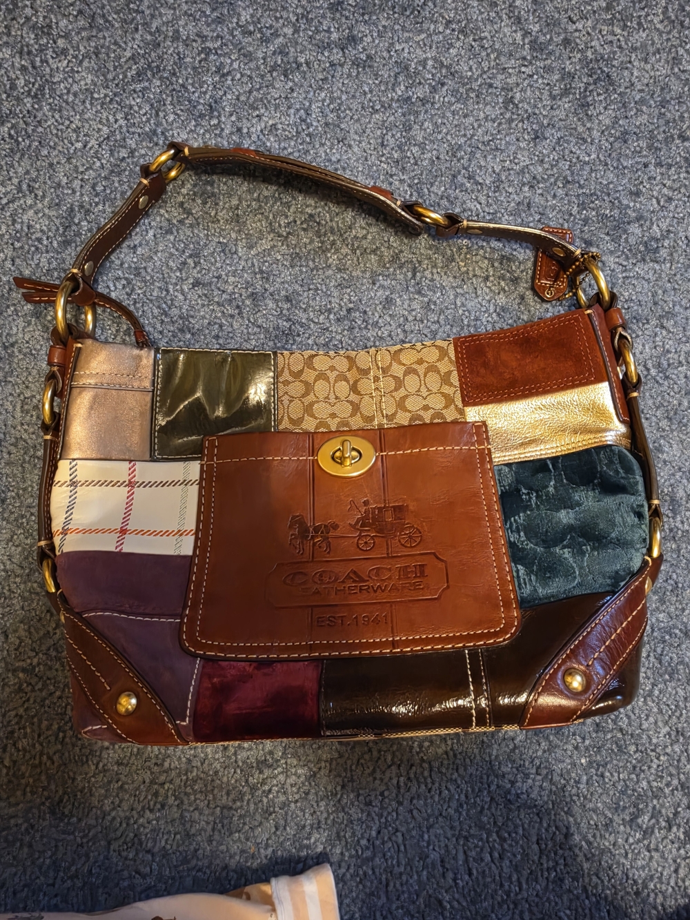 COACH Y2k Patchwork Leather Turnlock Shoulder Bag -